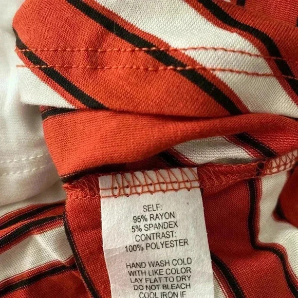 🆕Rust & White Stripe Knot-Front Pencil Skirt L🆕 - Picture 10 of 11